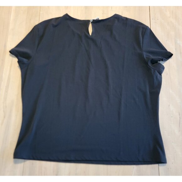 Vintage Anne Klein Top Sz XL Blouse Black Short Sleeve Career Classic Office - Picture 5 of 9